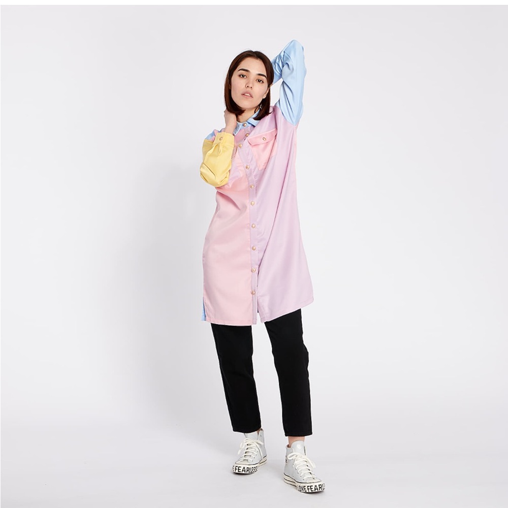 Lazy Oaf Satin Queen Button Down Shirt Dress